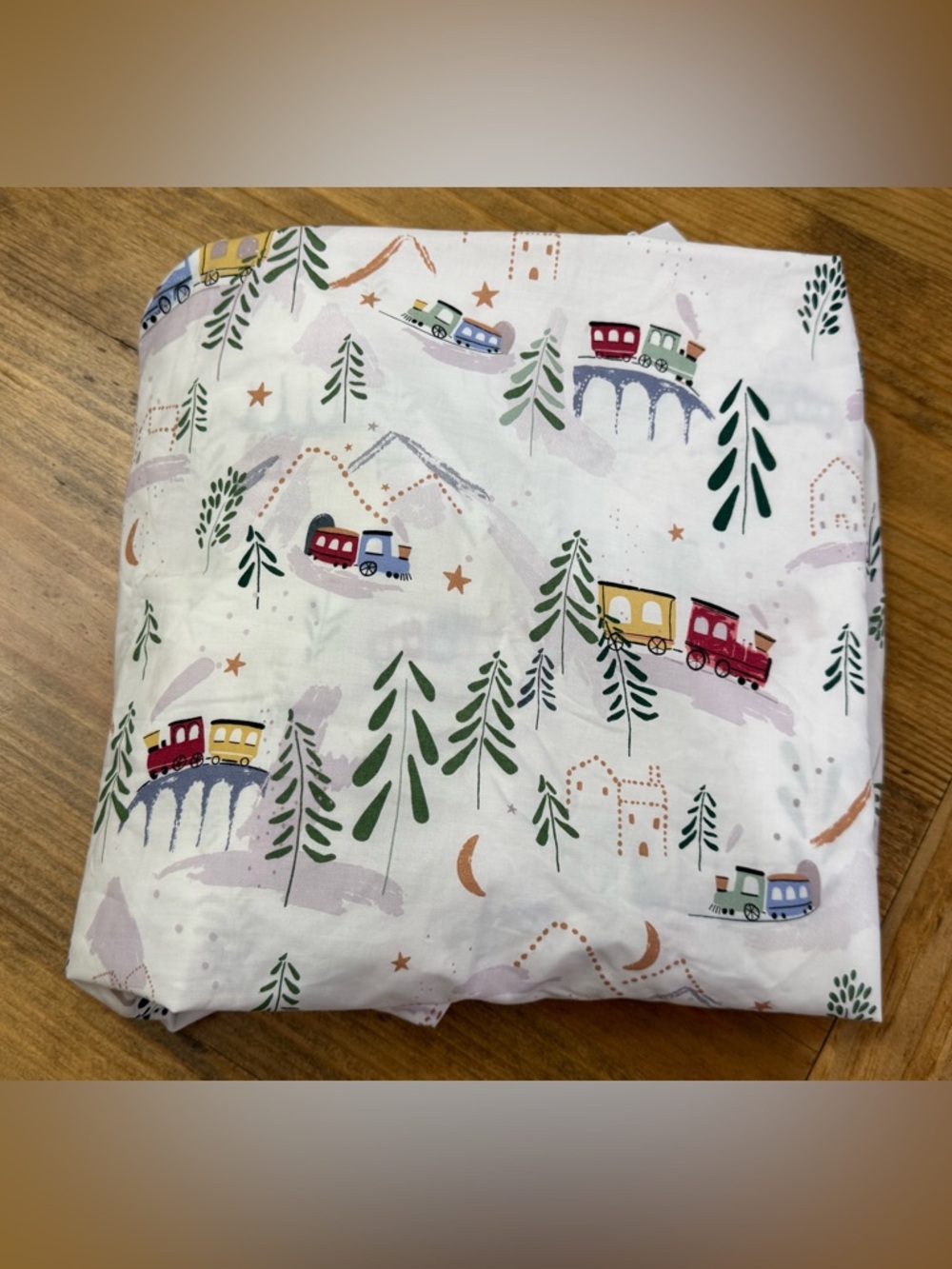 Pottery Barn Kids TRAINS Crib Toddler Fitted Sheet Percale New